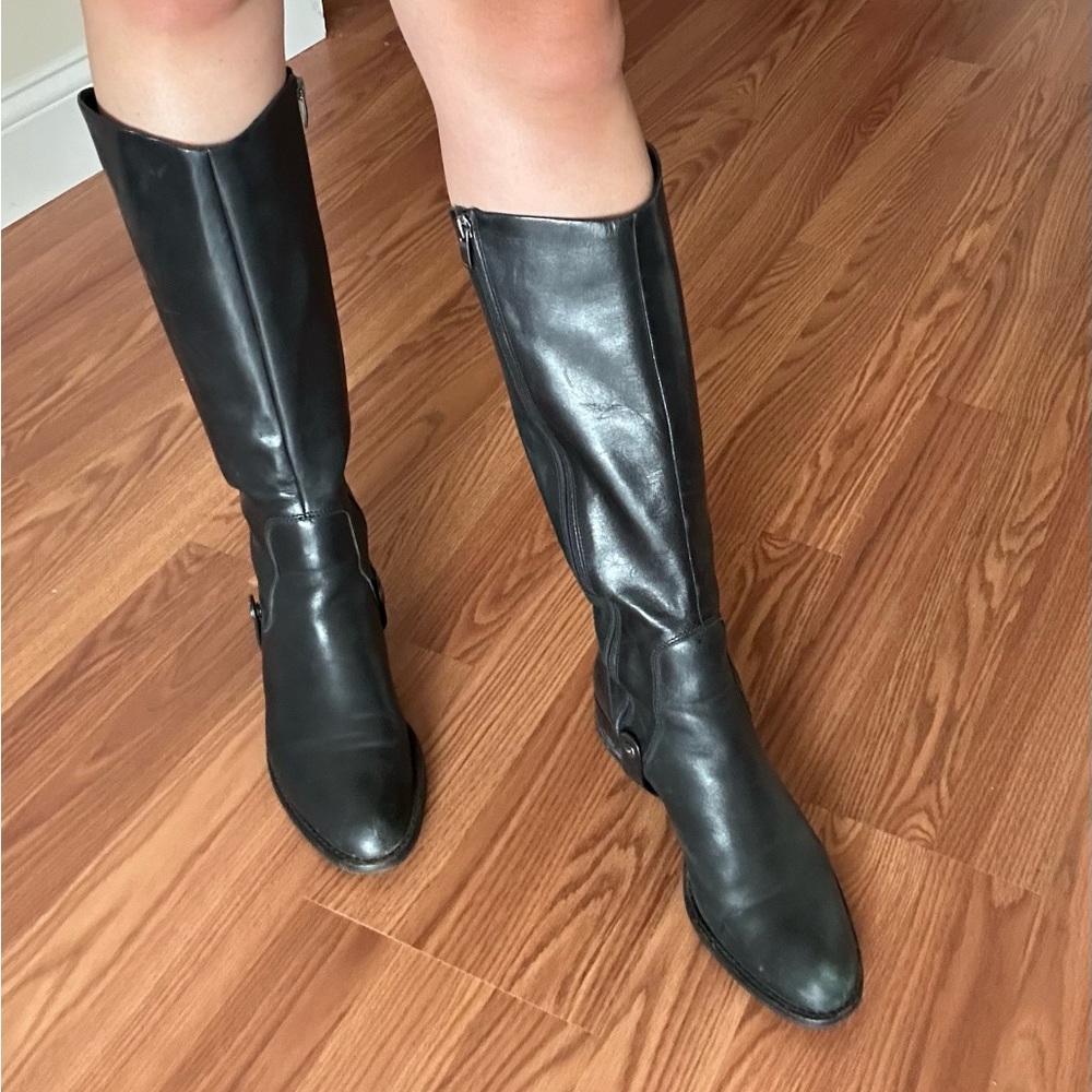 Black leather boots